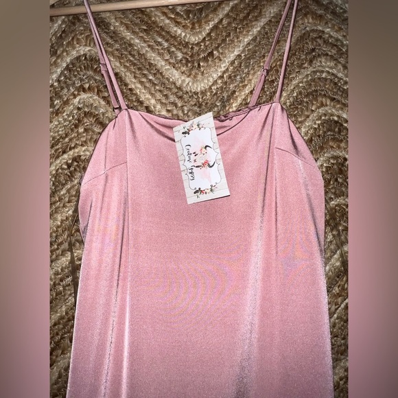 Active USA Women's Pink Satin Mini Dress, Spaghetti Straps, Size L, NWT - Picture 2 of 8